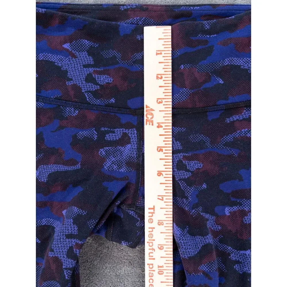 Lululemon Wunder Under Crop III Camo Blue Black Purple Leggings Size 8